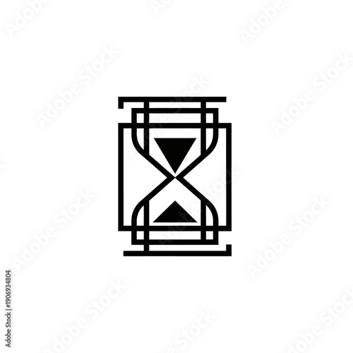 Abstract Geometric Hourglass Icon, Minimalist Design, Time Symbol