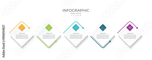 Business Infographic design template Vector with icons and 5 options or steps.