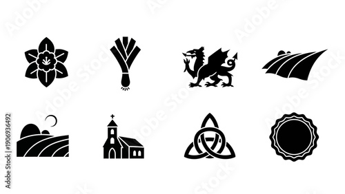 Symbols and logos of wales and celtic culture