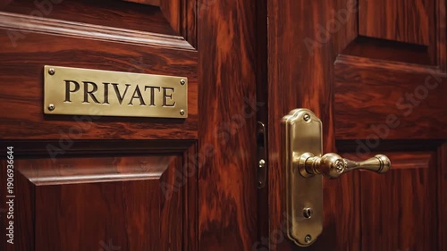 Criminal Law Restrictions concept. Partially open wooden door with a 
