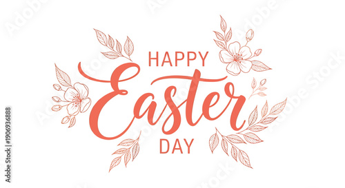A happy easter day message with floral designs