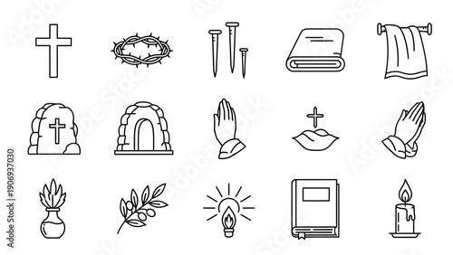 Christian symbols and objects for easter and good friday