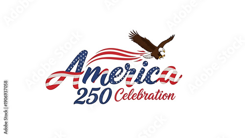America 250 celebration logo with eagle and flag design