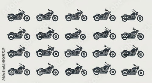Collection of Vintage Motorcycle Illustrations.
