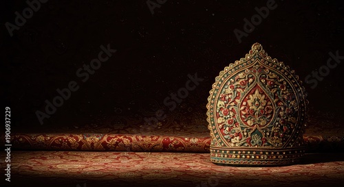 Antique textile pattern showcasing rich historical craftsmanship and intricate ornamental detailing from a bygone era of the subcontinent ,bygone ,design element ,fabric