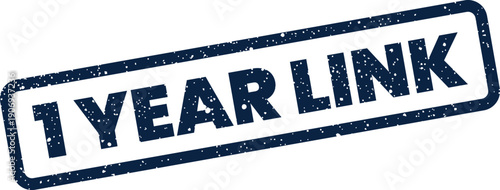 Distressed rectangular rubber stamp graphic featuring the bold text 1 YEAR LINK for highlighting digital connections or relationships