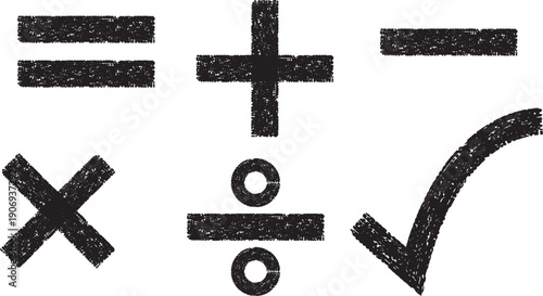 Hand drawn math symbols set