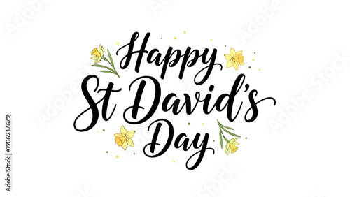 Happy st david's day celebration with yellow flowers