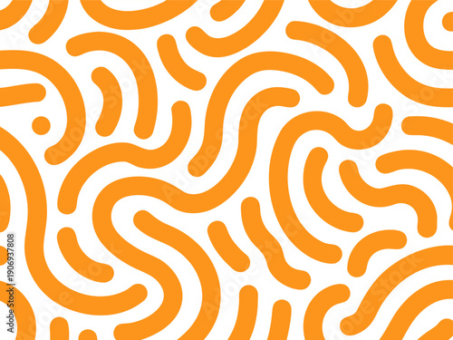 Vibrant orange swirling lines pattern on white background design element