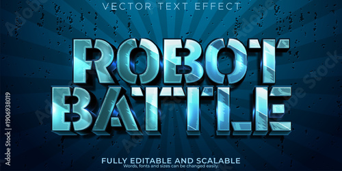 Robot battle competition event concept with blue text