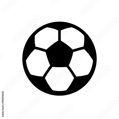 A black and white icon of a soccer ball
