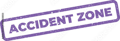 Distressed rectangular rubber stamp with ACCIDENT ZONE text, for marking a specific area or warning