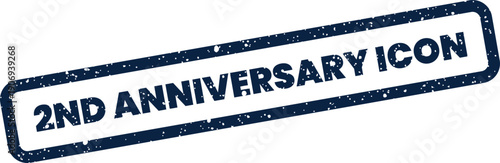 Distressed rectangular stamp featuring 2ND ANNIVERSARY ICON text, suitable for digital media and celebratory themes