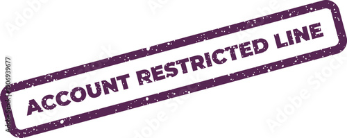 Distressed rectangular stamp featuring an account restricted line message for policy enforcement and boundary indications