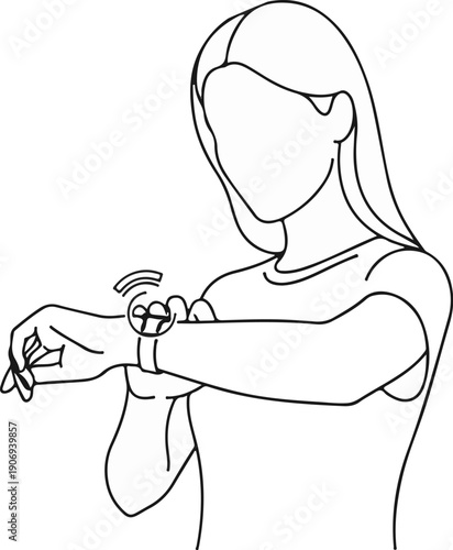 Person checking a circular watch on their wrist with subtle circular motion lines