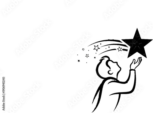 Person reaching for a shooting star with outstretched hand