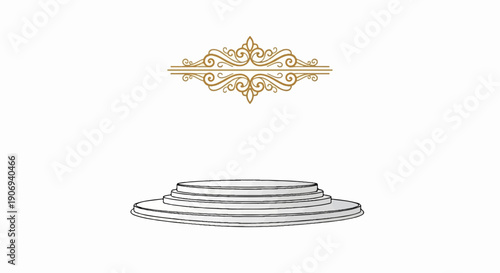 Ornate gold divider above a multi-tiered platform