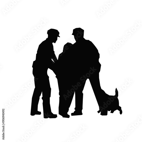 Silhouette of Police Officers with K9