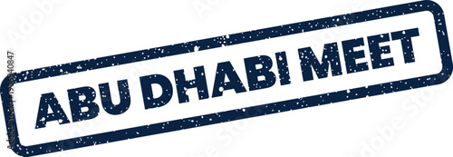 Distressed rectangular stamp graphic displaying ABU DHABI MEET for event invitations or business related promotions