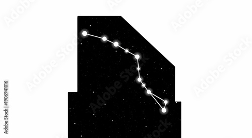 Luminous star pattern on a dark, speckled cosmic background