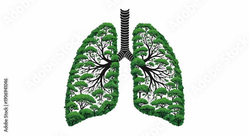 Lungs made of trees on white background