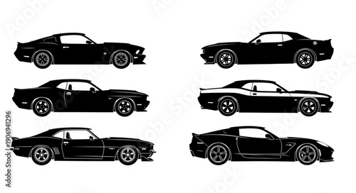 Collection of Vintage Sports Car Silhouettes.