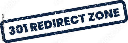 Distressed rectangular stamp indicating a 301 permanent redirect for specific web zones or server areas