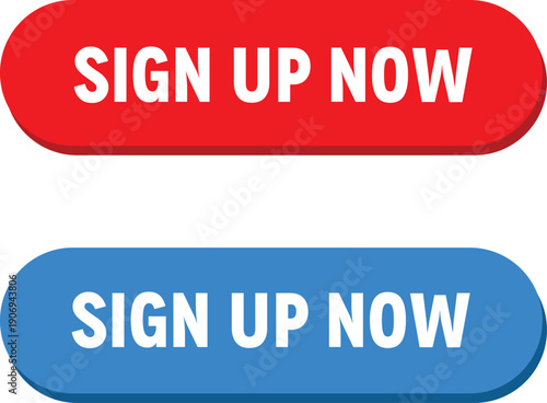 A colorful set of call-to-action buttons for website or app registration 