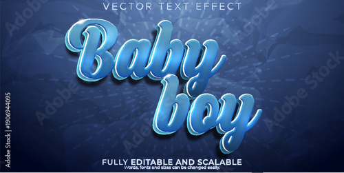 Baby boy announcement text on blue background