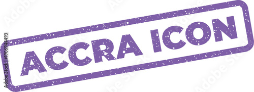 Distressed rubber stamp effect graphic displaying ACCRA ICON text, symbolizing a key destination marker or travel identity