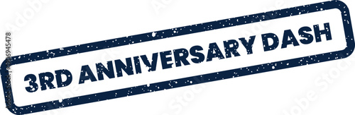 Distressed rubber stamp graphic featuring third anniversary dash text for special limited time promotions