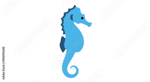 Blue Seahorse Illustration Isolated on White Background.