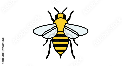 Yellow and Black Striped Bee Illustration 1.