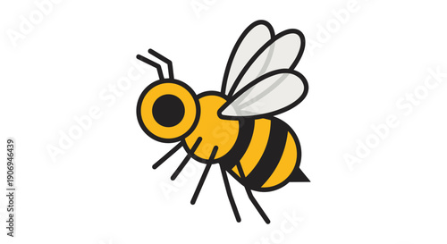 Yellow and Black Bee Cartoon Illustration.