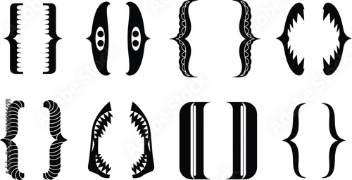 Collection of ornate black dividers and borders