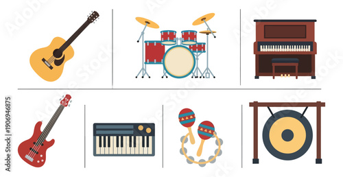 Musical instrument icons set vector illustration design