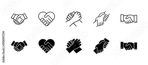 Handshake icon set. Vector illustration.