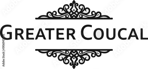 Ornate black text "GREATER COUCAL" framed by decorative borders