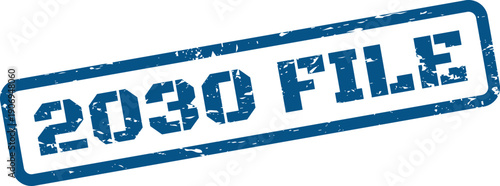 Distressed stamp impression showing 2030 FILE text, signifying a future document record or digital data archive