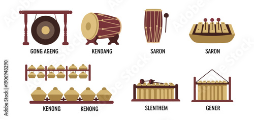 Traditional musical instruments illustration isolated on black background