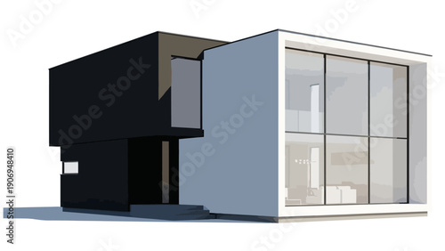 Modern Minimalist Two Story House Design with Black and White Architecture