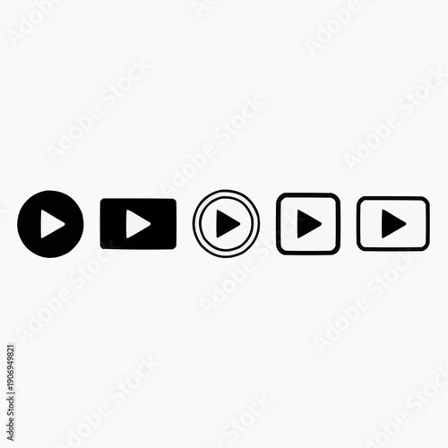Modern vector play button icons. Ideal for user interfaces, media players, video apps. Diverse styles for digital content control, interactive symbols, seamless integration