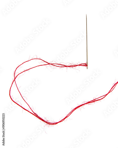 Threads on a white background. Selective focus. Isolate.