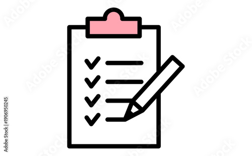 チェック作業を行うバインダー付きチェックリストのイラスト ビジネス業務やタスク管理のイメージ