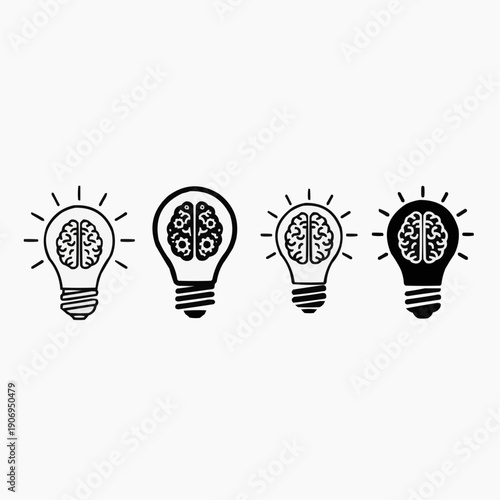 Innovative ideas concept - light bulb brain icon representing creativity, intelligence, and problem solving, symbolizing new ventures and breakthroughs in thought processes