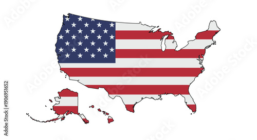 USA Flag Map Illustration