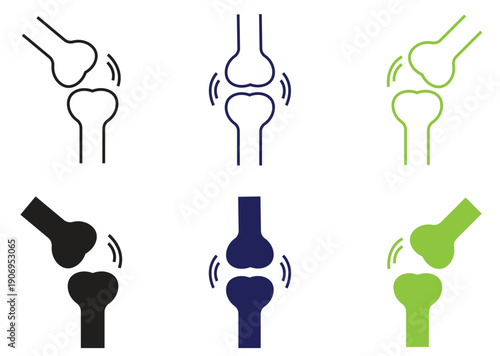 human knee joint icon set . thiner and flat line vector illustration.  isolated on white background .