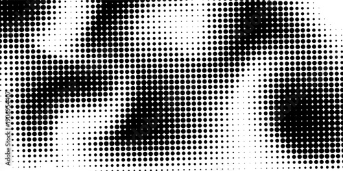 Halftone wave. Seamless pattern. Abstract dotted background. Texture of black dots. Monochrome gradient background. Vector illustration.