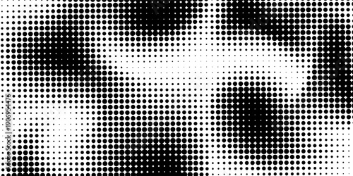 Halftone wave. Seamless pattern. Abstract dotted background. Texture of black dots. Monochrome gradient background. Vector illustration.