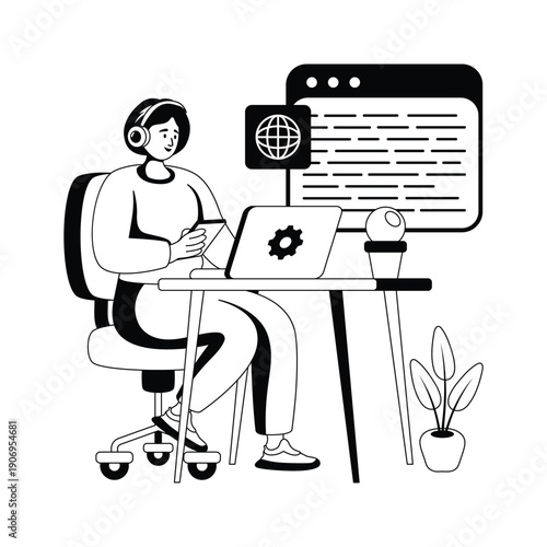 Take a look at this creative glyph illustration of content creation and online blogging work